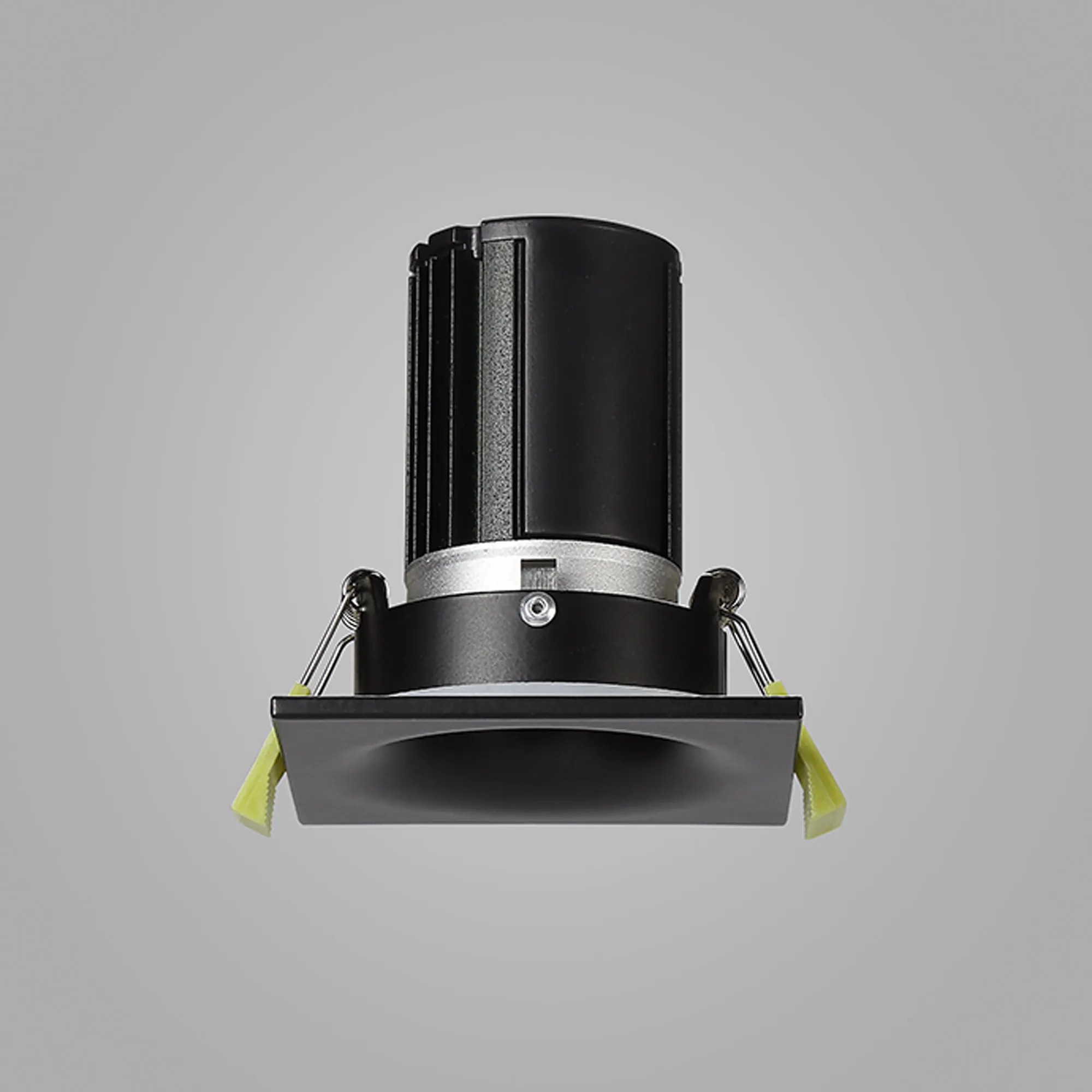 DM201506  Bruve 9 Tridonic powered 9W 3000K 700lm 24° LED Engine,250mA , CRI>90 LED Engine Matt Black Fixed Square Recessed Downlight, Inner Glass cover, IP65